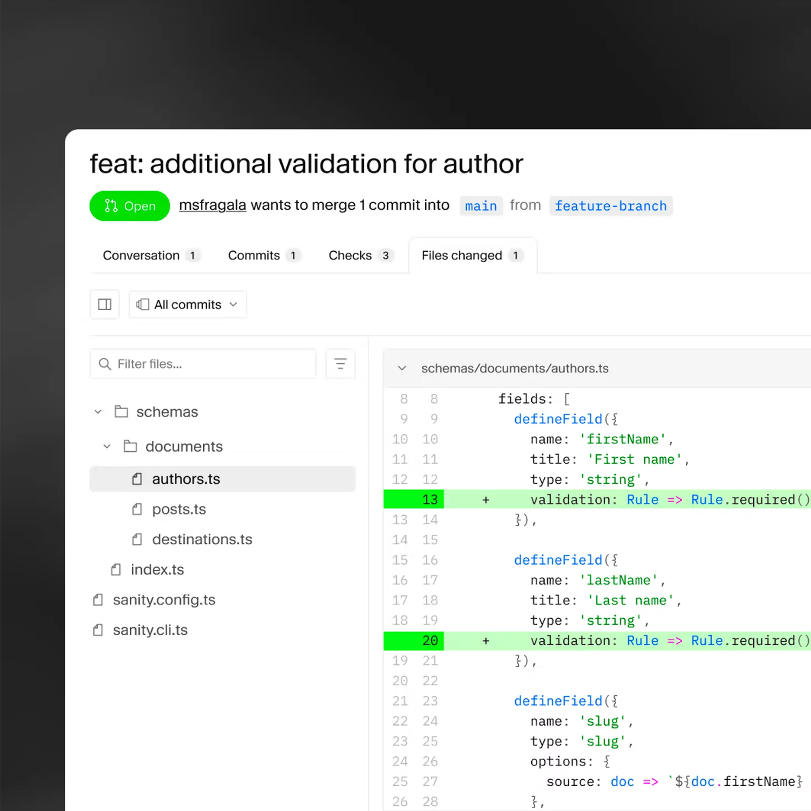 Mockup schématu, které v Sanity definuje strukturu obsahu